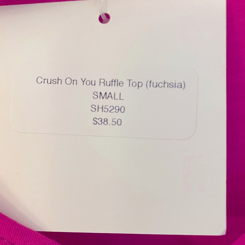 NWT Fuchsia Blouse with Ruffle Detail - Picture 2 of 2